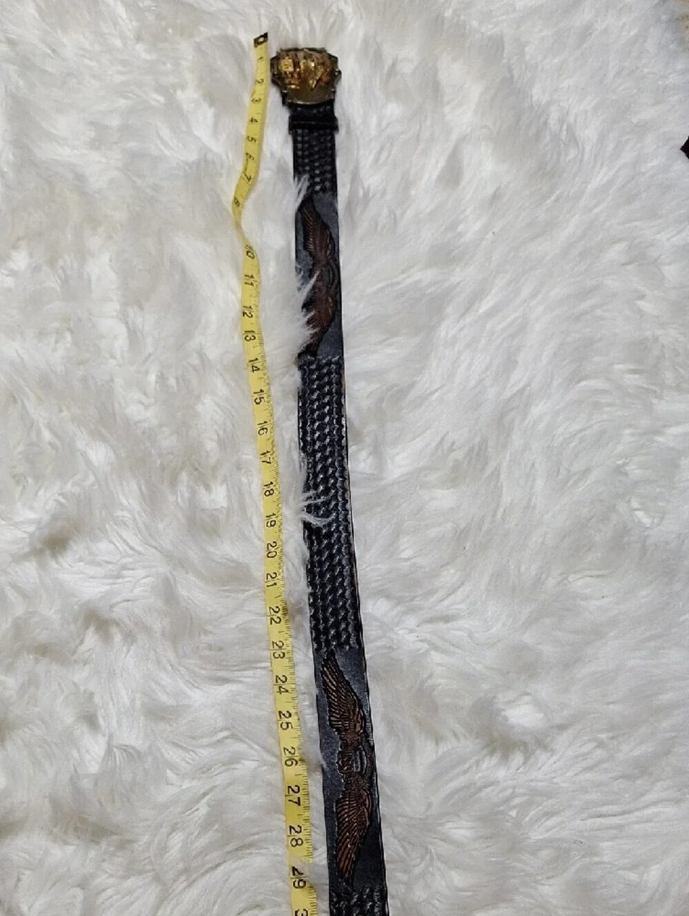 Harley-Davidson Brown Leather Belt with Gold Eagle Buckle